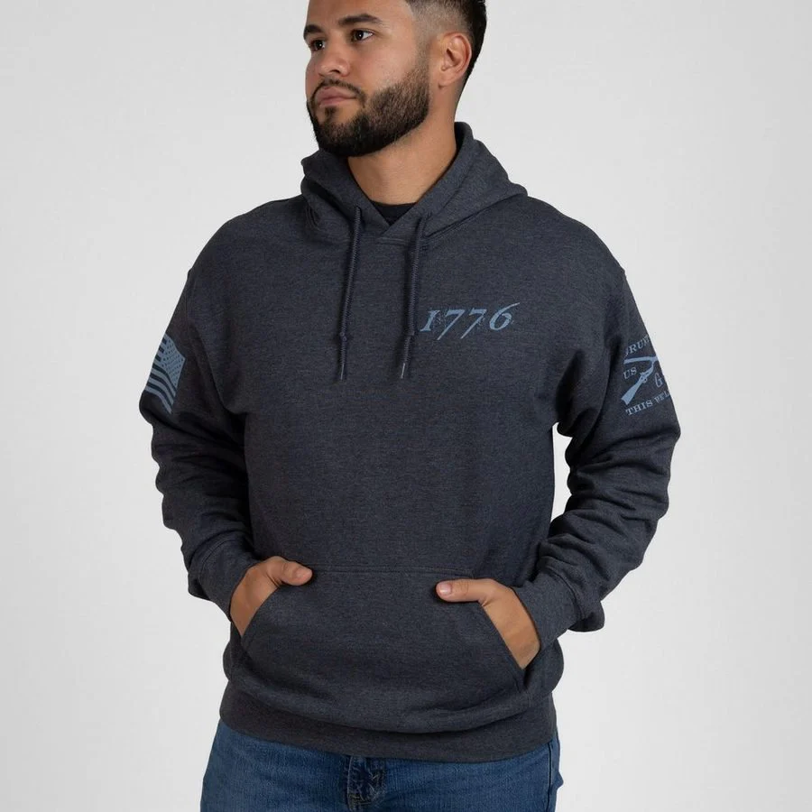 1776 Flag Hoodie - Dark Heather Gray - Image 8