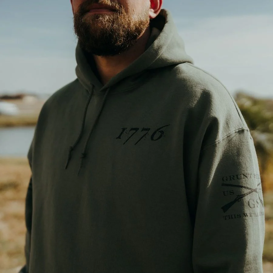 1776 Flag Hoodie - Military Green - Image 4