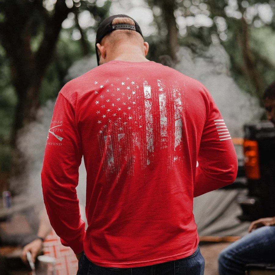 1776 Flag Long Sleeve - Red - Image 2
