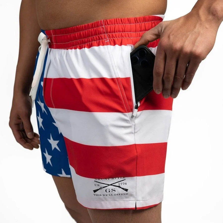 Grunt Short 5" Inseam - American Flag - Image 12