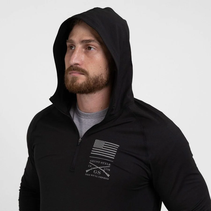 Men's All-Day 1/4 Zip Hoodie - Heather Black - Image 10