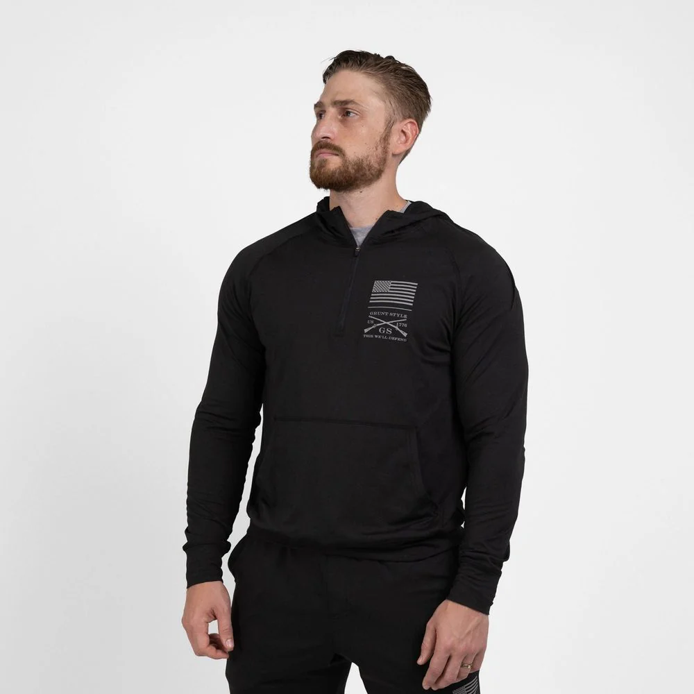 Men's All-Day 1/4 Zip Hoodie - Heather Black - Image 5