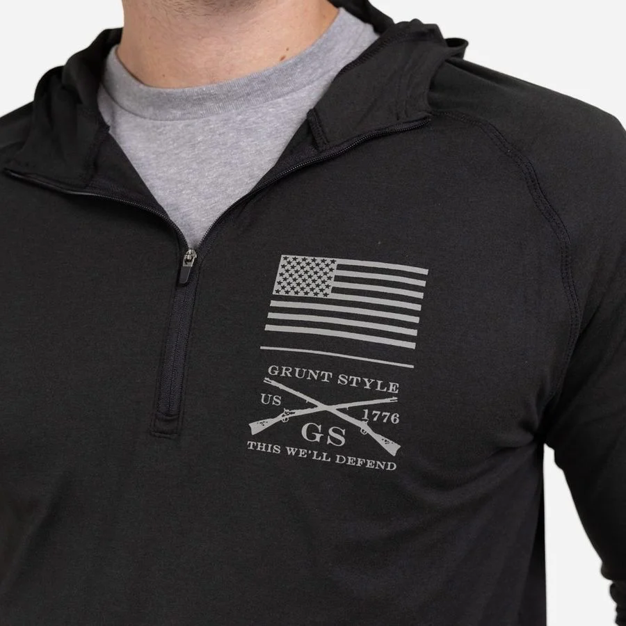 Men's All-Day 1/4 Zip Hoodie - Heather Black - Image 8