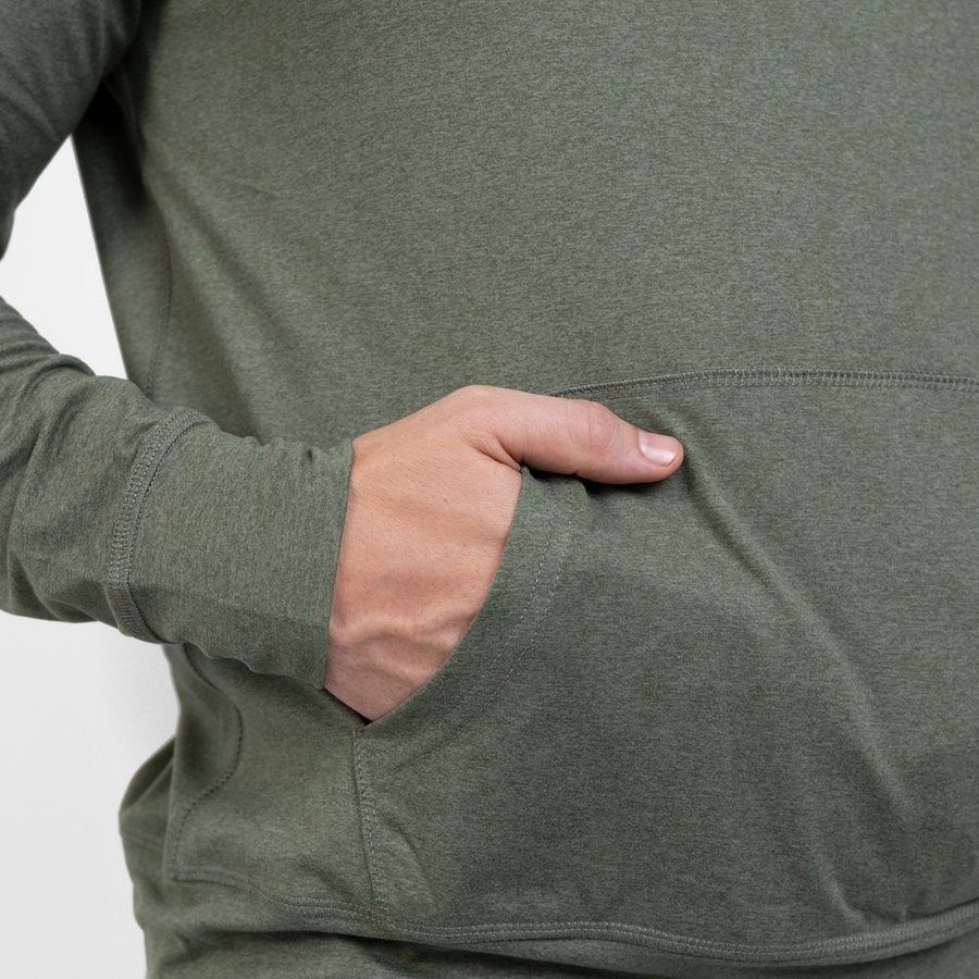 Men's All-Day 1/4 Zip Hoodie - Heather Military Green - Image 10