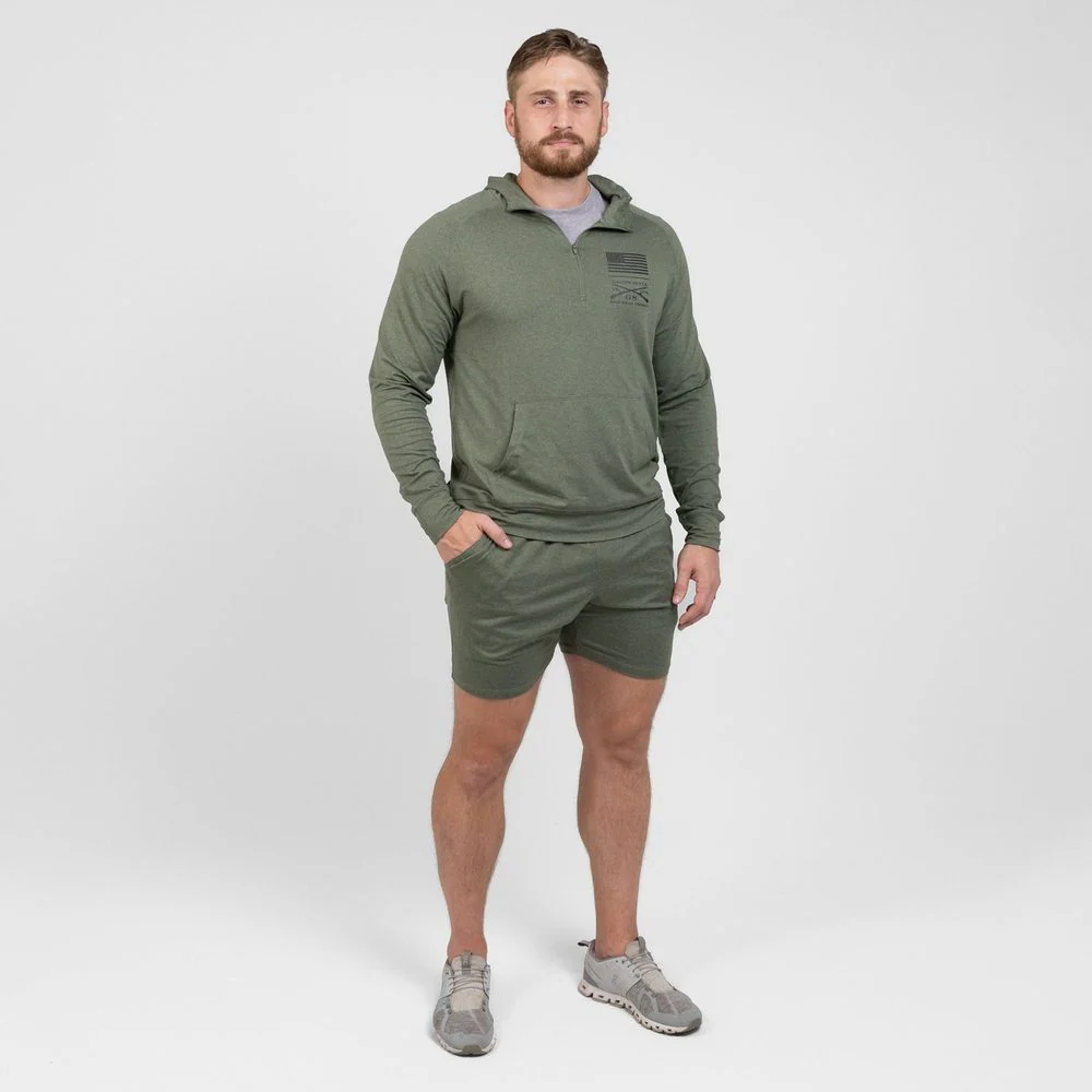 Men's All-Day 1/4 Zip Hoodie - Heather Military Green - Image 9