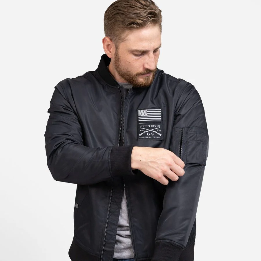 Men's Stealth Bomber Jacket - Black - Image 2