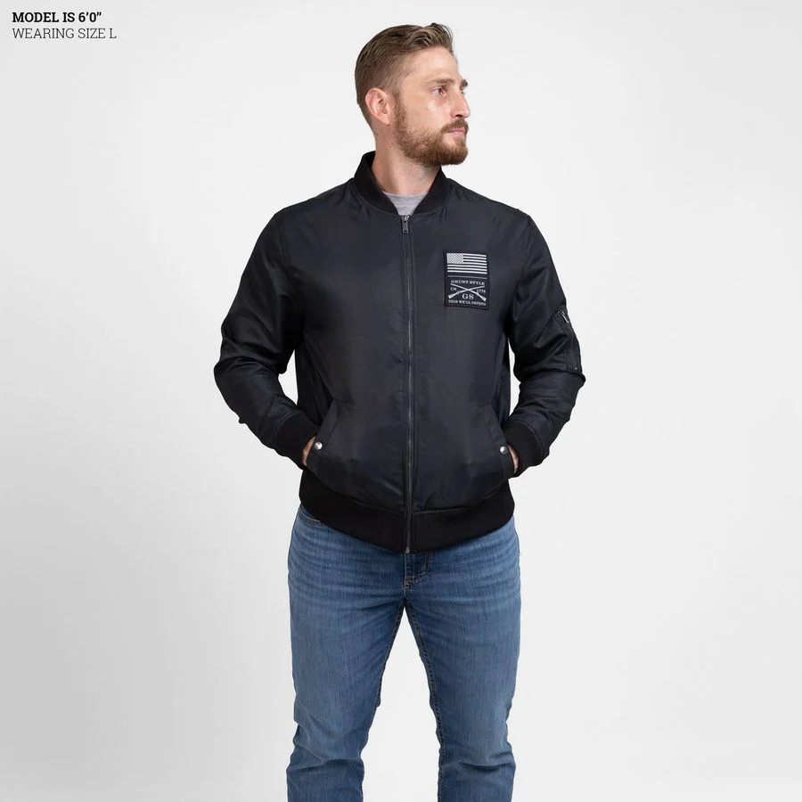 Men's Stealth Bomber Jacket - Black - Image 3