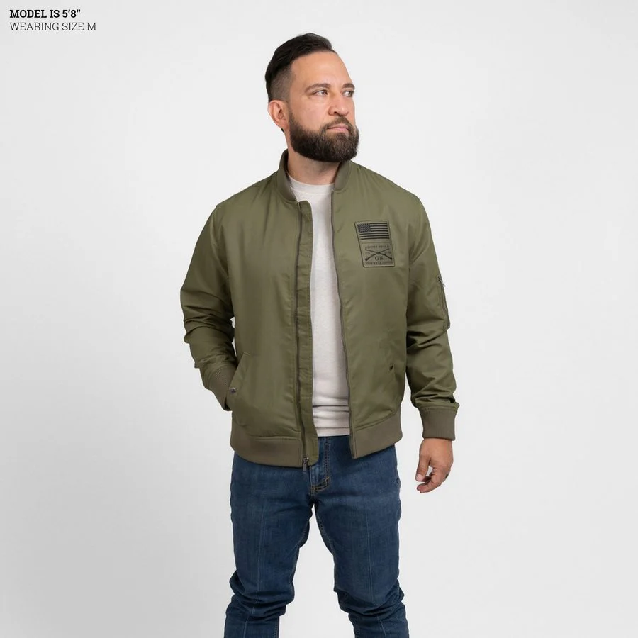 Men's Stealth Bomber Jacket - Military Green - Image 3