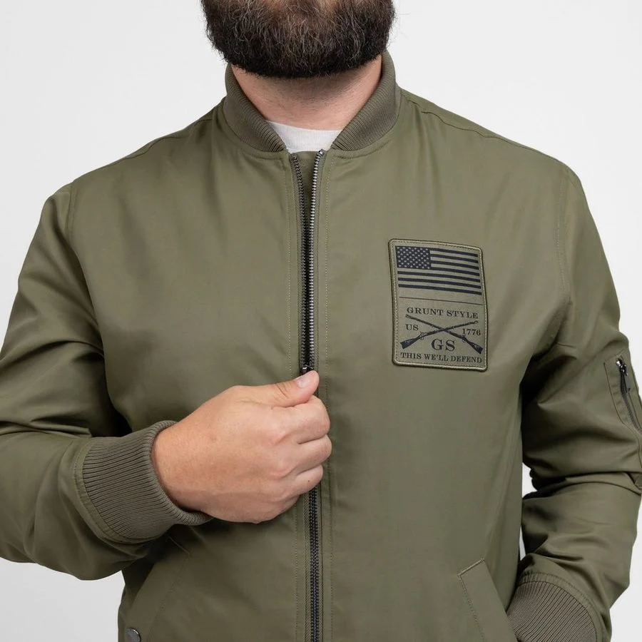 Men's Stealth Bomber Jacket - Military Green - Image 5
