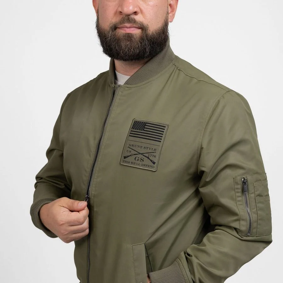 Men's Stealth Bomber Jacket - Military Green - Image 6