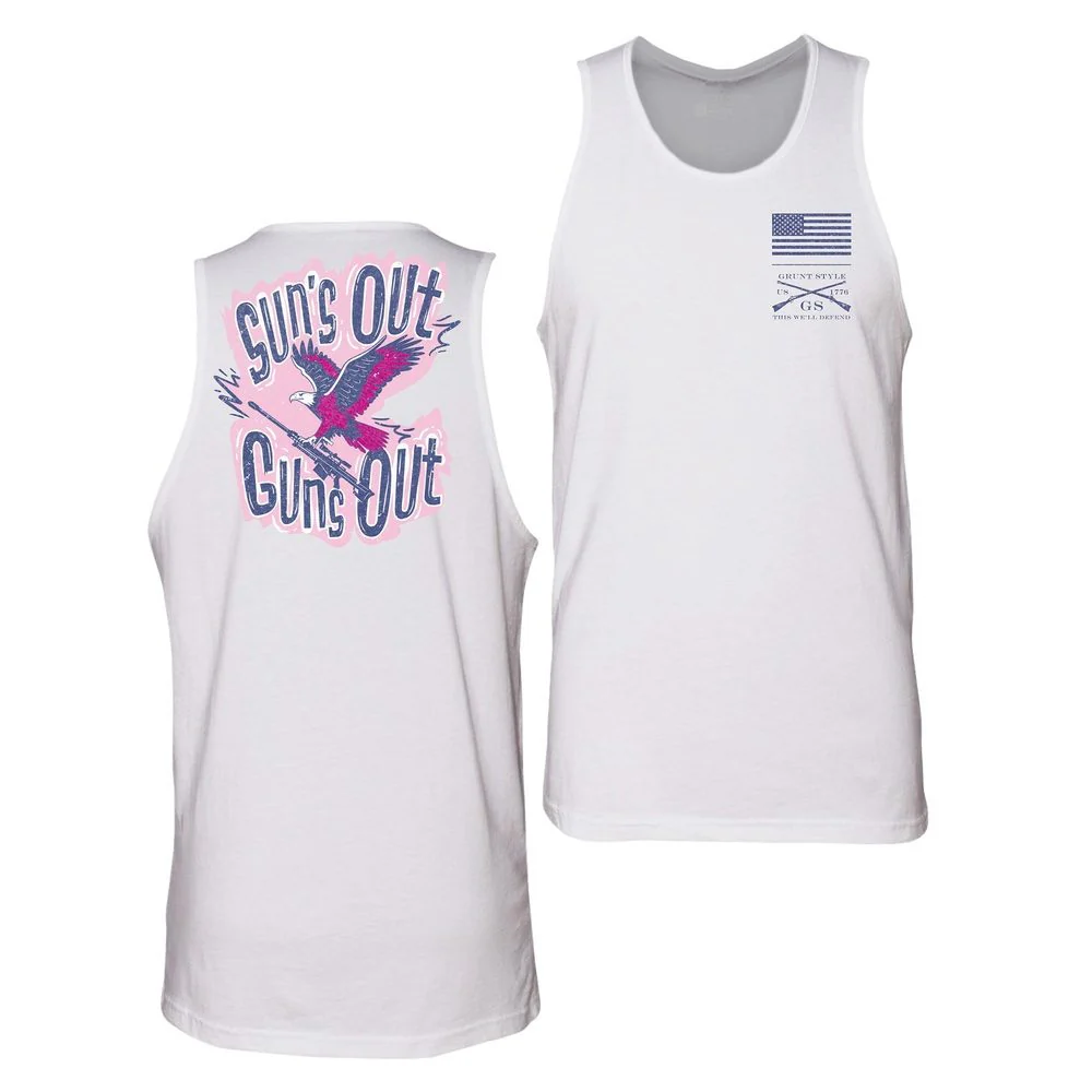 Men's Sun Out, Guns Out Muscle Tank - White