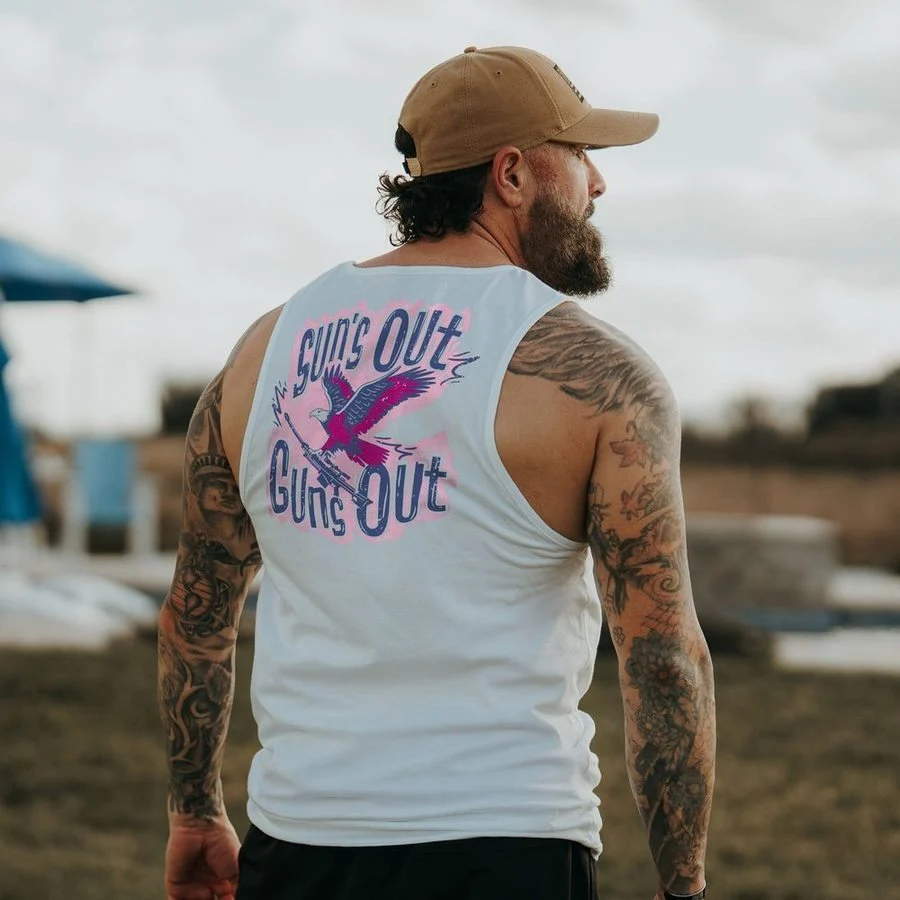 Men's Sun Out, Guns Out Muscle Tank - White - Image 2