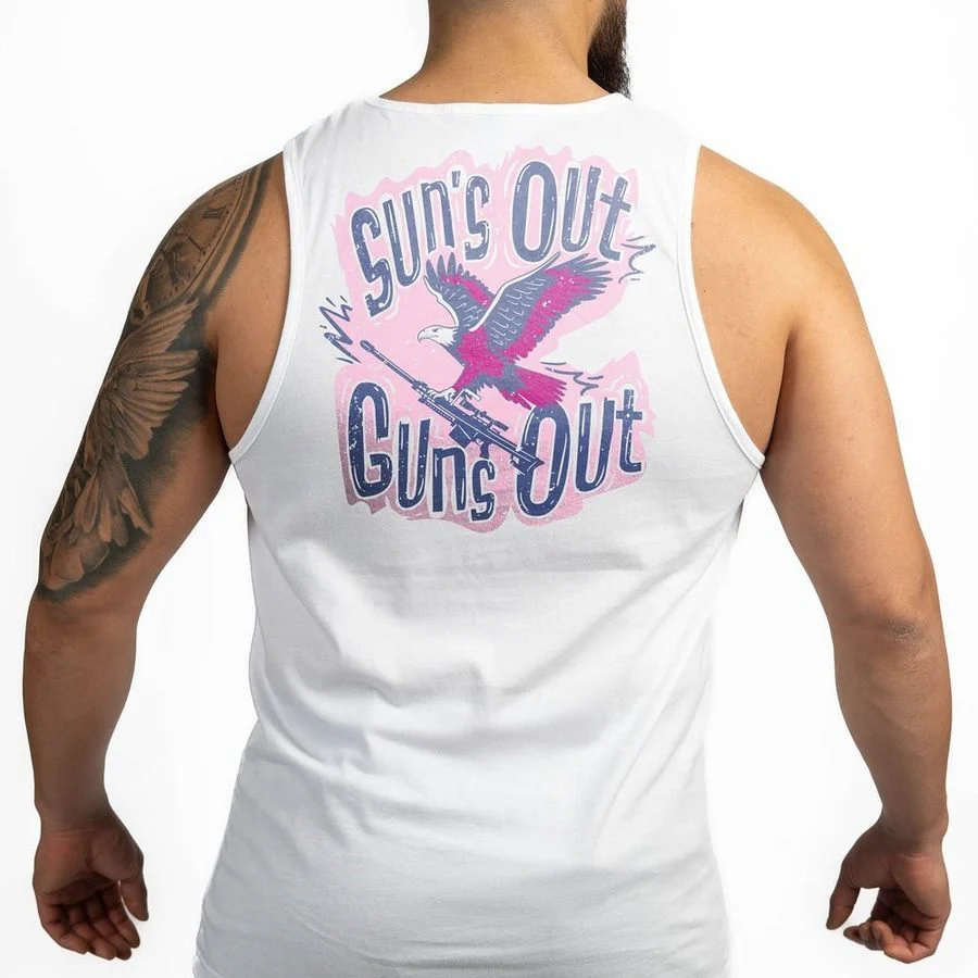 Men's Sun Out, Guns Out Muscle Tank - White - Image 5