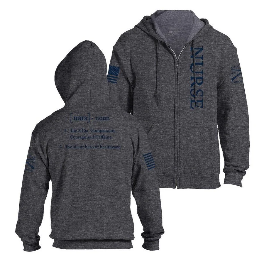 Nurse Defined Full-Zip Hoodie - Dark Heather Gray