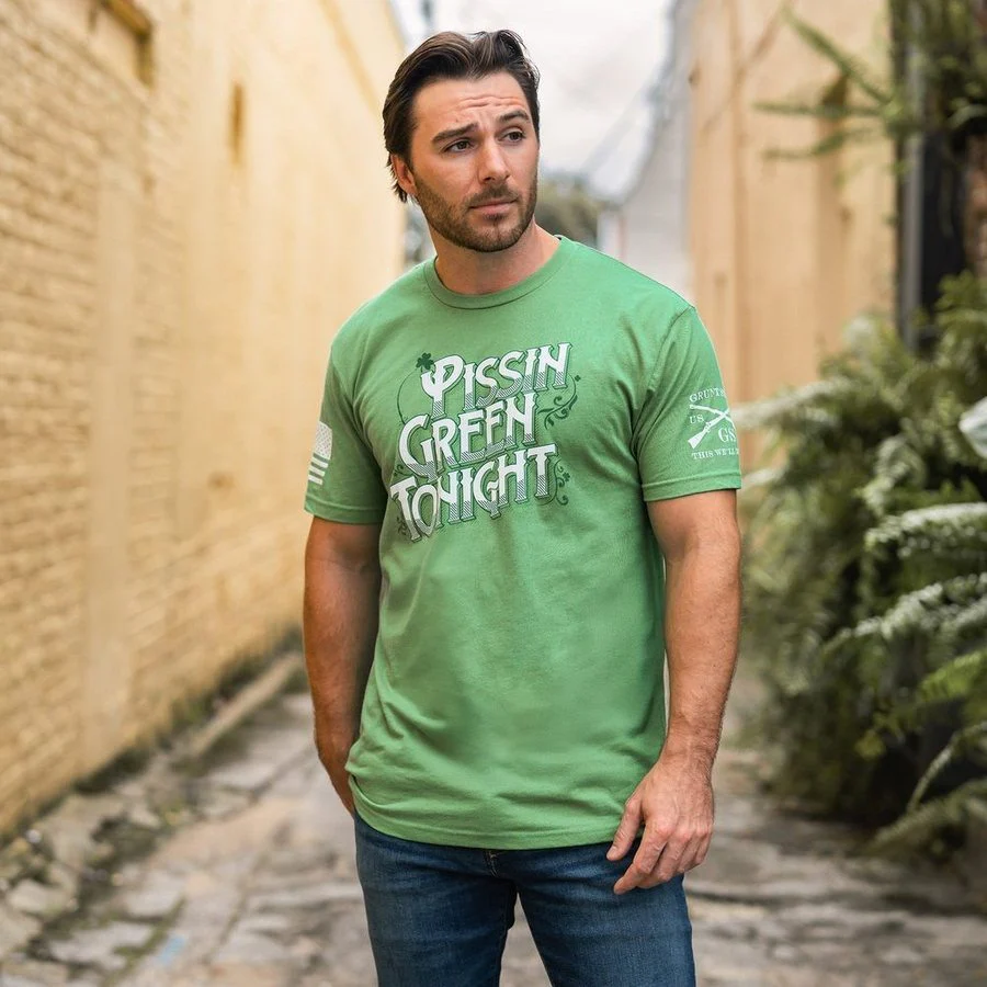 Pissin' Green T-Shirt - Kelly Green - Image 3