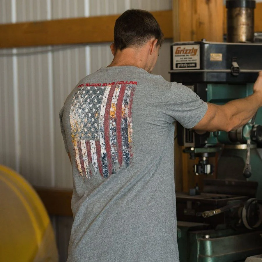 Red Blood Blue Collar® T-Shirt - Dark Heather Gray - Image 2