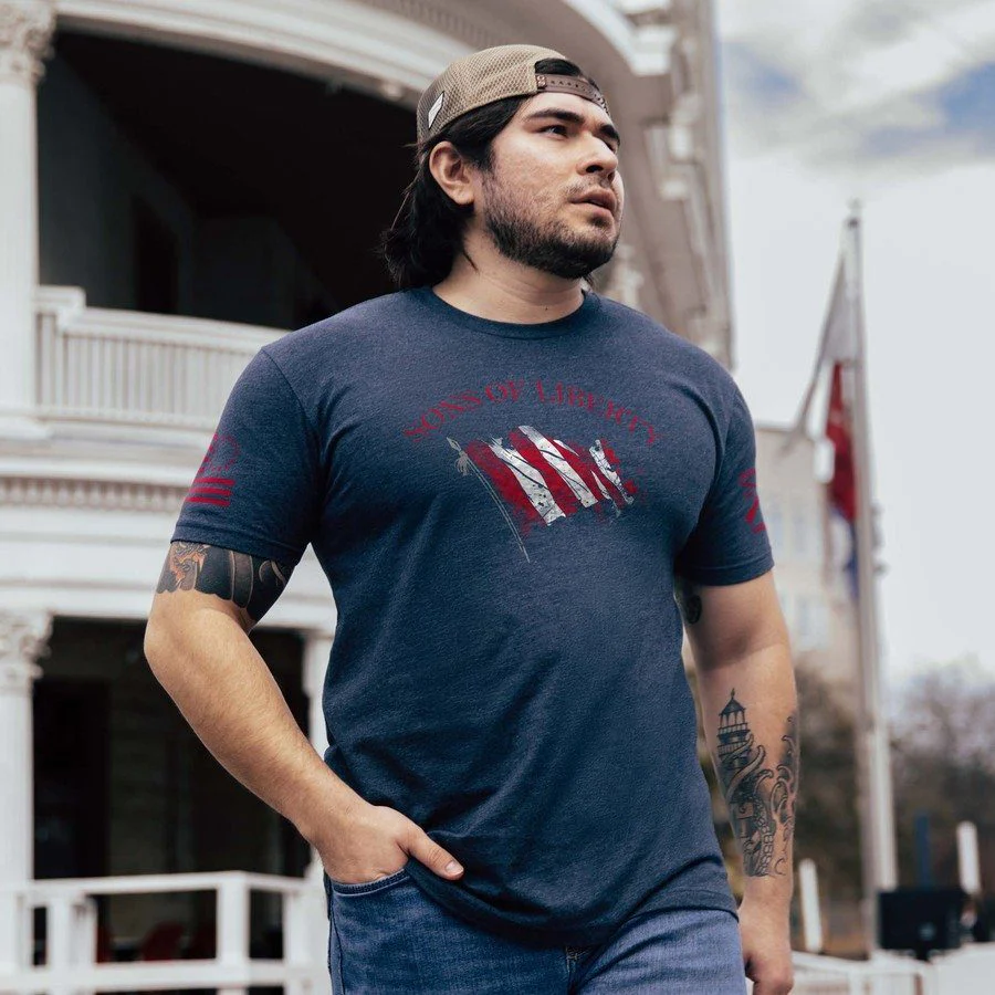Sons Of Liberty 1767 Flag T-Shirt - Midnight Navy - Image 2