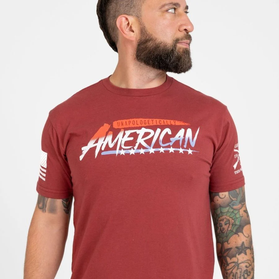 Unapologetically American T-Shirt - Red Plum - Image 4