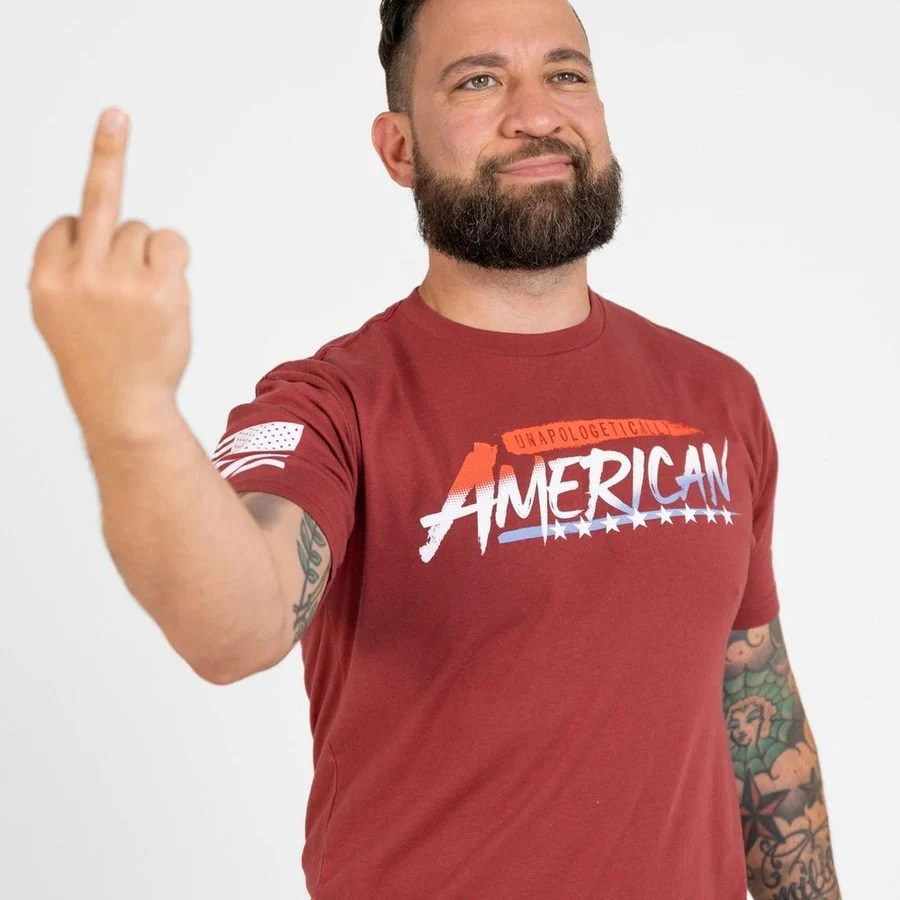 Unapologetically American T-Shirt - Red Plum - Image 6
