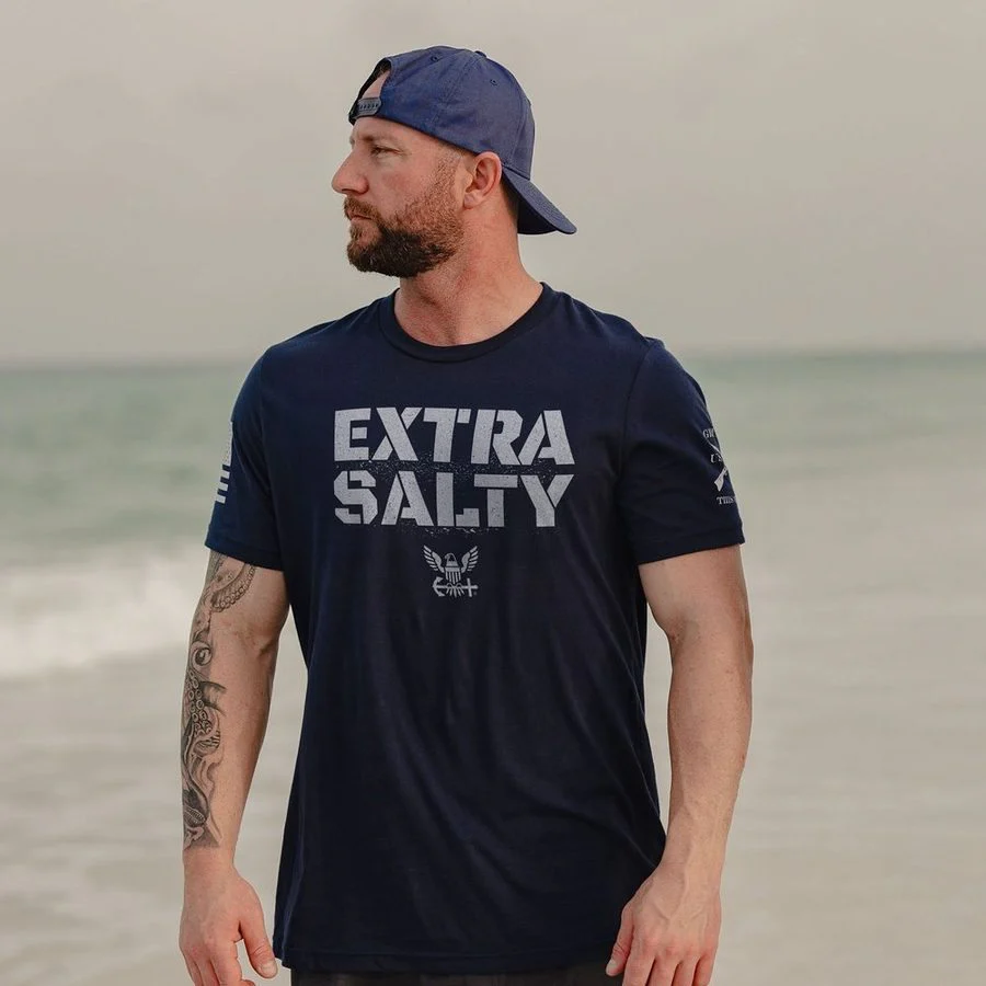 USN - Extra Salty T-Shirt - Navy - Image 2
