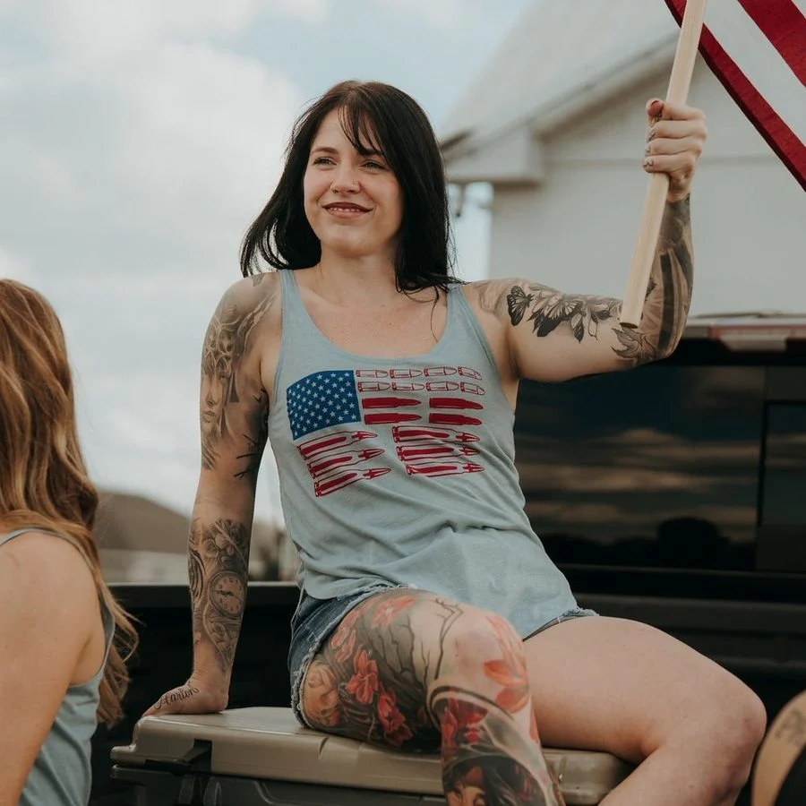 Women's Ammo Flag 2.0 Flowy Tank - Stonewash Denim - Image 2