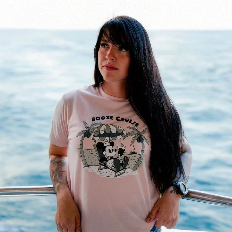 Women's Booze Cruise Boyfriend Fit T-Shirt - Light Pink - Image 2