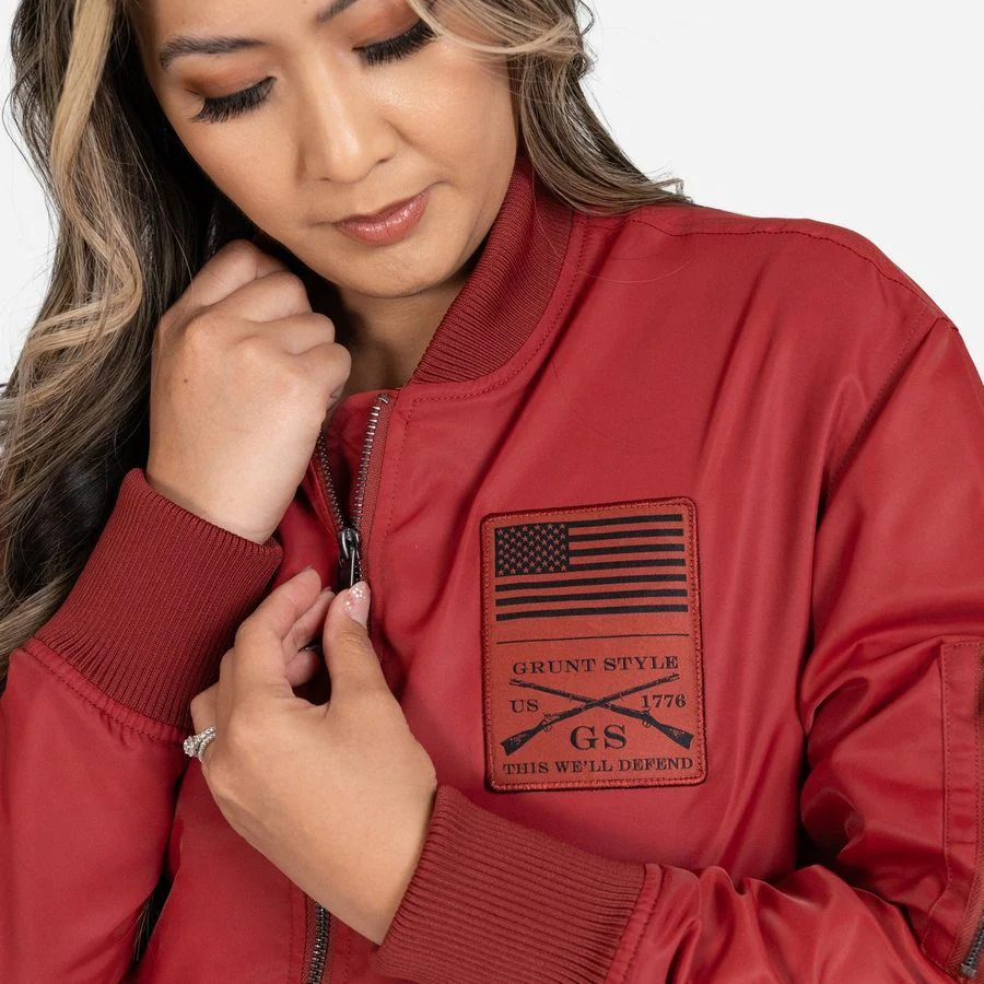 Women's Stealth Bomber Jacket - Red Plum - Image 2