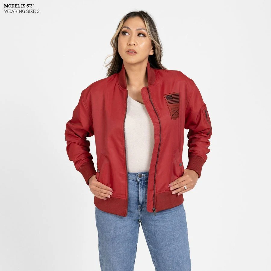 Women's Stealth Bomber Jacket - Red Plum - Image 3