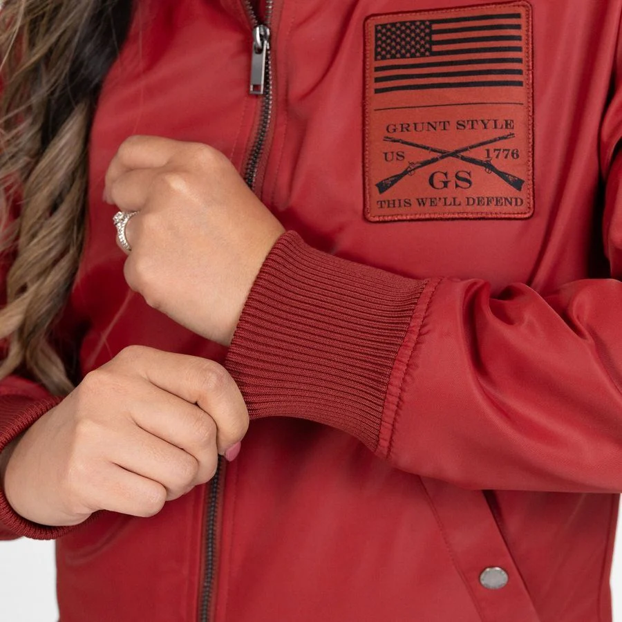 Women's Stealth Bomber Jacket - Red Plum - Image 4