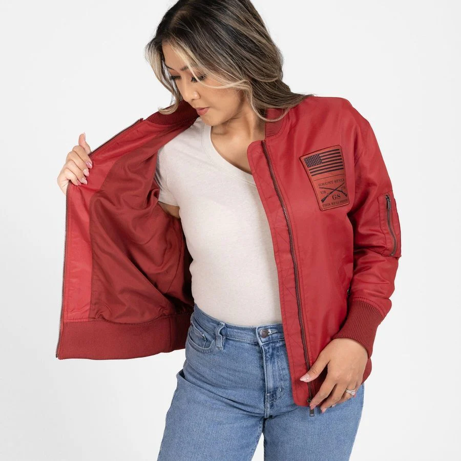 Women's Stealth Bomber Jacket - Red Plum - Image 5
