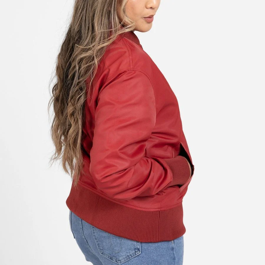 Women's Stealth Bomber Jacket - Red Plum - Image 7