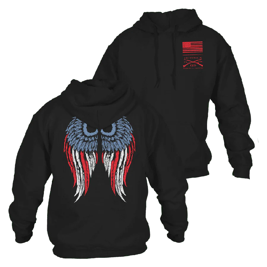 Women's Freedom Angel Hoodie - Black