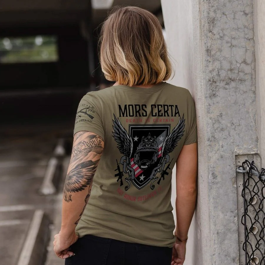 Women's Honor Outlives Slim Fit T-Shirt - Military Green - Image 3
