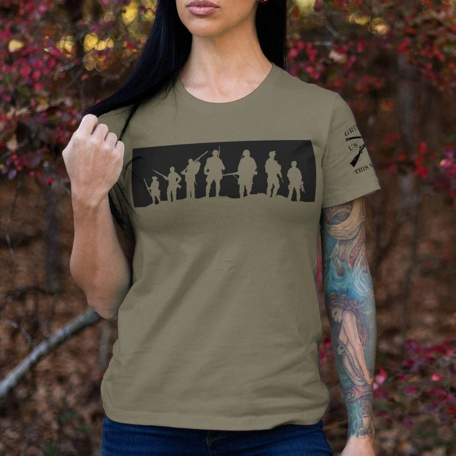 Women's Honor Outlives Slim Fit T-Shirt - Military Green - Image 4