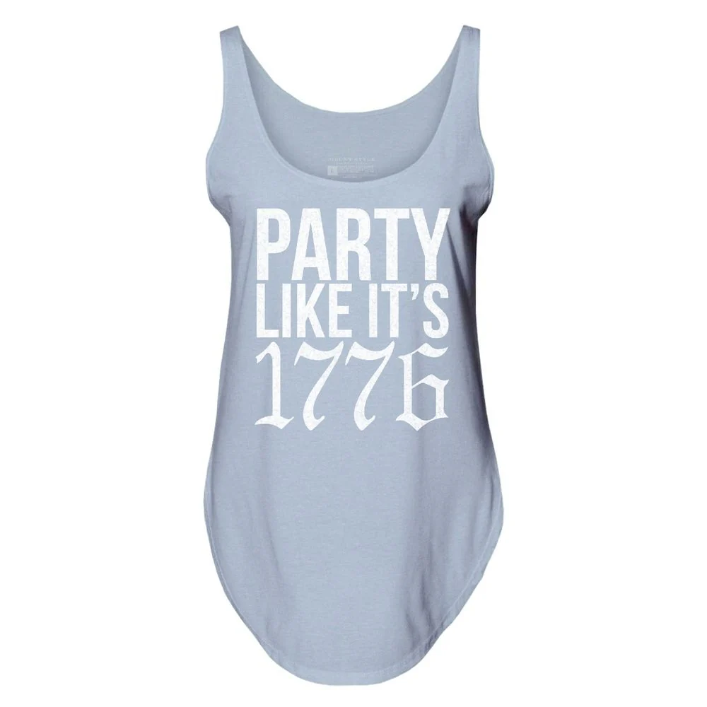 Women's Party Like It 1776 Boyfriend Flowy Tank - Stonewash Denim