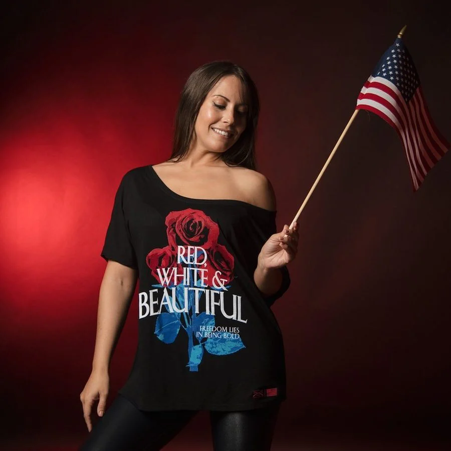 Women's Red, White & Beautiful Slouchy T-Shirt - Black - Image 2