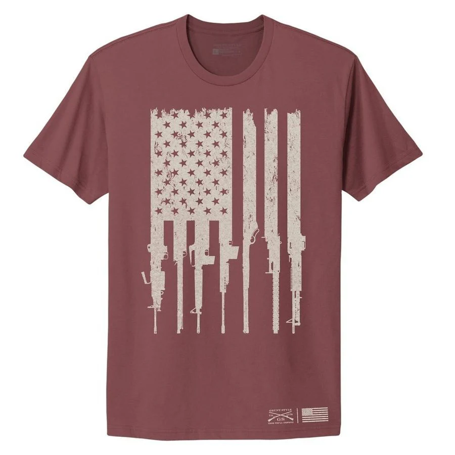 Women's Rifle Flag Boyfriend Fit T-Shirt - Red Plum