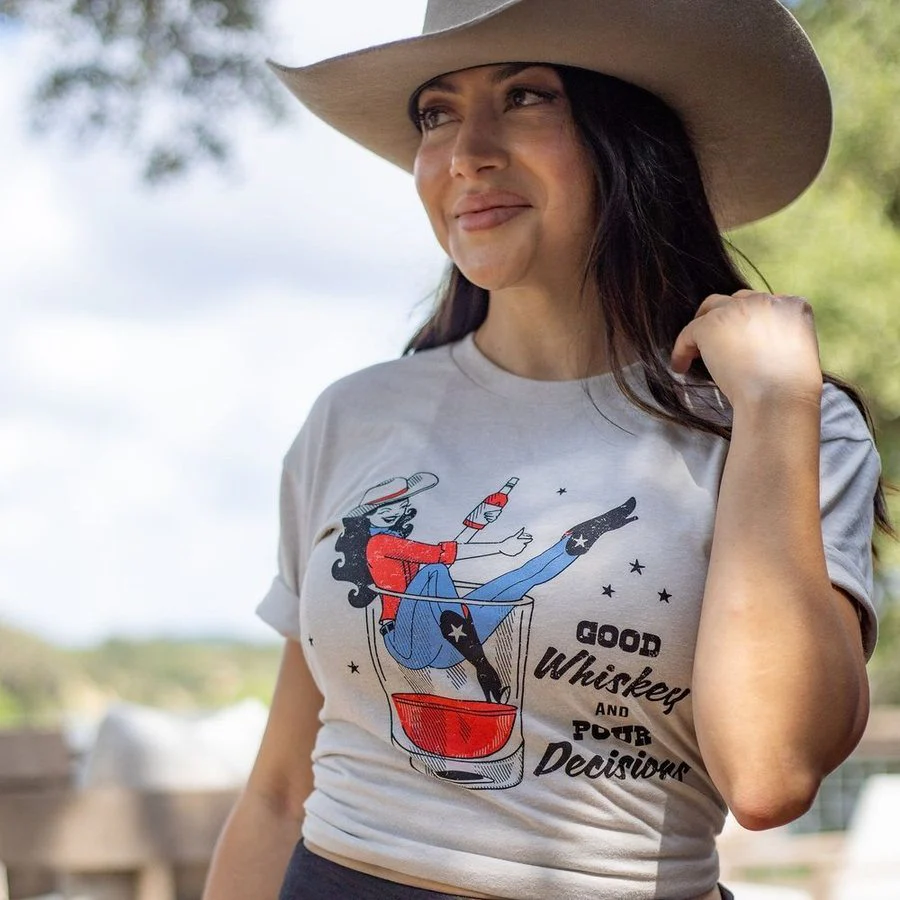 Women's Whiskey Cowgirl Boyfriend Fit T-Shirt - Sand - Image 2