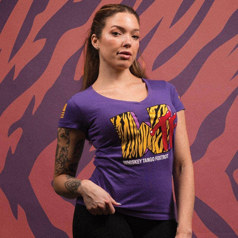 Women's WTF Television V-Neck - Purple Rush - Image 2
